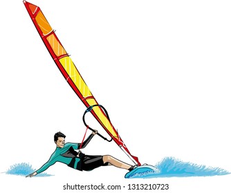 windsurf, windsurfer vector illustration for print or any other textile print