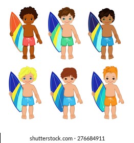 Windsurfer Boys.Vector illustration.