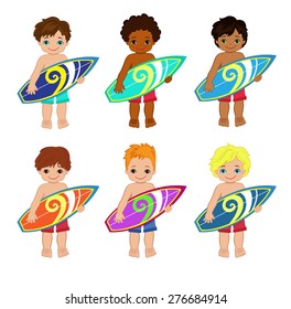 Windsurfer Boys.Vector illustration.