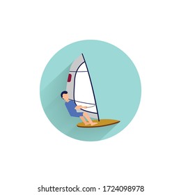 windsurfer colorful flat icon with long shadow. windsurfer flat icon