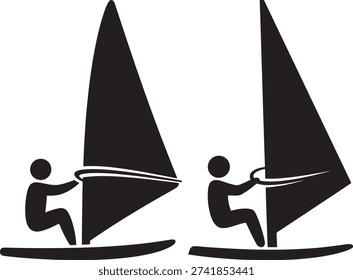 Windsurfer on sailboard illustration active sport water recreation
