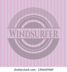Windsurfer pink emblem. Vector Illustration. Detailed.