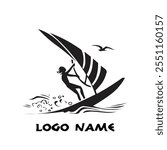 Windsurfer silhouette logo, vector illustration