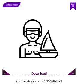 windsurfer vector icon. Best modern, simple, isolated,sport-avatar, flat icon for website design or mobile applications, UI / UX design vector format