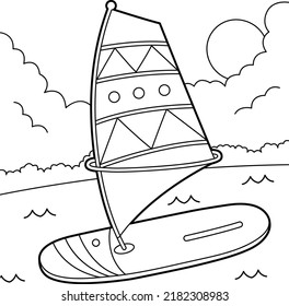 Windsurfer Vehicle Coloring Page for Kids
