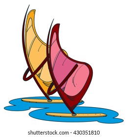 Windsurfers logo. Color illustration of a summer theme.