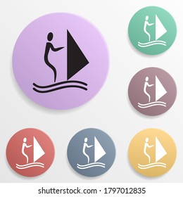 Windsurfing badge color set icon. Simple glyph, flat vector of sport icons for ui and ux, website or mobile application