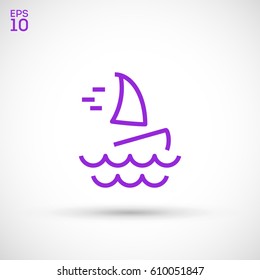 Windsurfing beach line vector icon