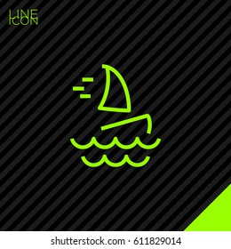 Windsurfing beach line vector icon