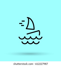 Windsurfing beach line vector icon