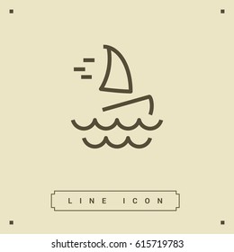 Windsurfing beach line vector icon