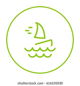 Windsurfing beach line vector icon