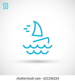 Windsurfing beach line vector icon