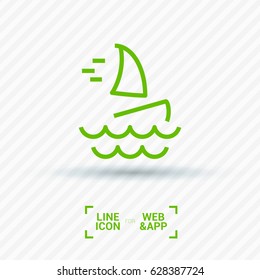 Windsurfing beach line vector icon