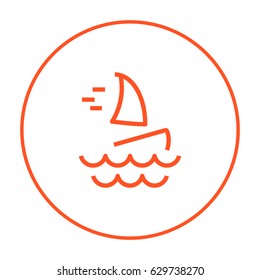 Windsurfing beach line vector icon
