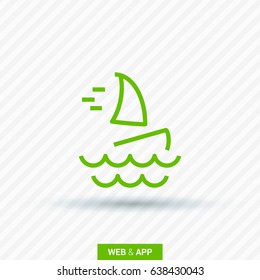 Windsurfing beach line vector icon