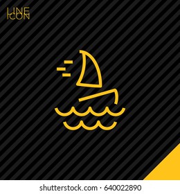 Windsurfing beach line vector icon