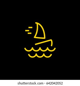Windsurfing beach line vector icon