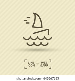 Windsurfing beach line vector icon