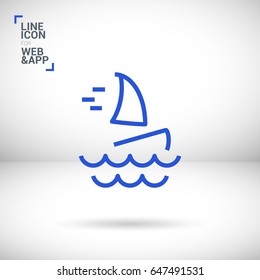 Windsurfing beach line vector icon