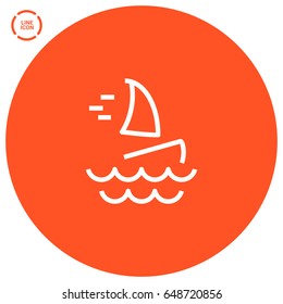 Windsurfing beach line vector icon