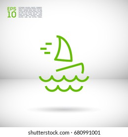 Windsurfing beach line vector icon