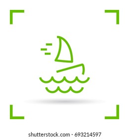 Windsurfing beach line vector icon