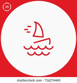 Windsurfing beach line vector icon