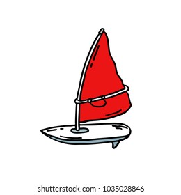 windsurfing board doodle icon