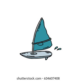 windsurfing board doodle icon