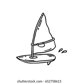 windsurfing board doodle icon