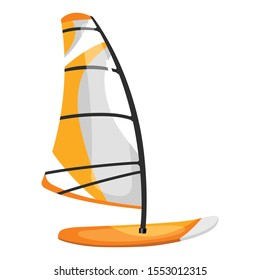 Windsurfing board flat vector illustration. Extreme sports. Outdoor activities equipment. Water transport. Active lifestyle. Surf with kite isolated cartoon clipart on white background