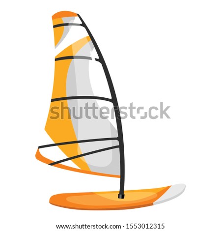Windsurfing board flat vector illustration. Extreme sports. Outdoor activities equipment. Water transport. Active lifestyle. Surf with kite isolated cartoon clipart on white background