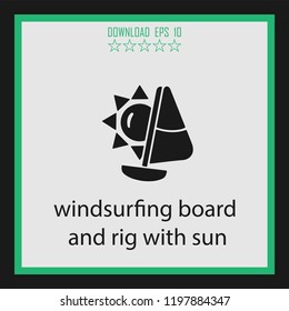 windsurfing board and with sun  vector icon