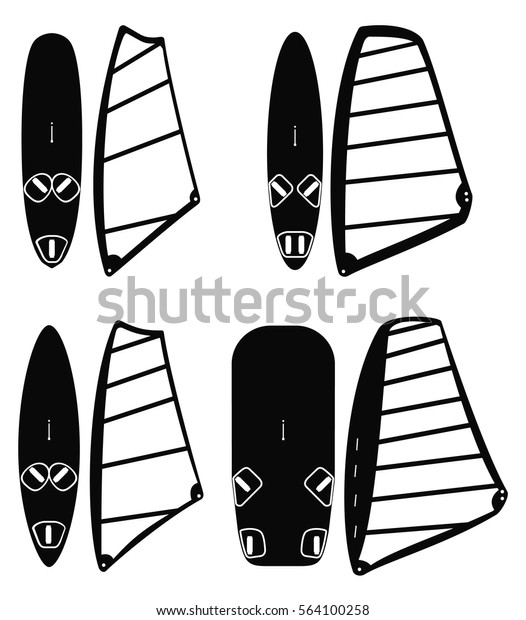 Windsurfing boards and sails\
vector set
