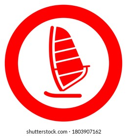 windsurfing, circle trendy icon on a white background