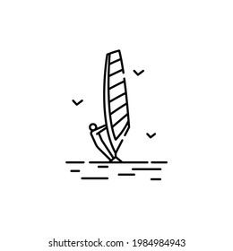 Windsurfing color line icon. Isolated vector element. Outline pictogram for web page, mobile app, promo