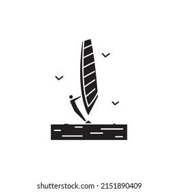 Windsurfing color line icon. Isolated vector element. Outline pictogram for web page, mobile app, promo