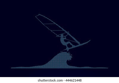 Windsurfing designed using dots pattern graphic vector.