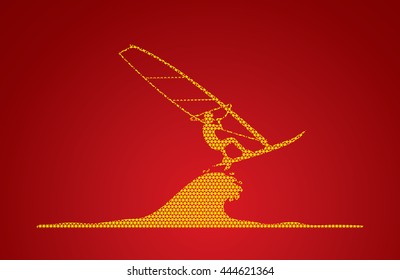 Windsurfing designed using geometric pattern graphic vector.