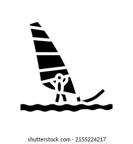 windsurfing extreme sport glyph icon vector. windsurfing extreme sport sign. isolated contour symbol black illustration