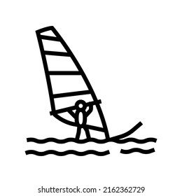 windsurfing extreme sport line icon vector. windsurfing extreme sport sign. isolated contour symbol black illustration