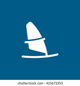 Windsurfing Flat Icon On Blue Background
