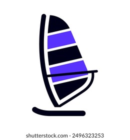 Windsurfing flat icon, side view