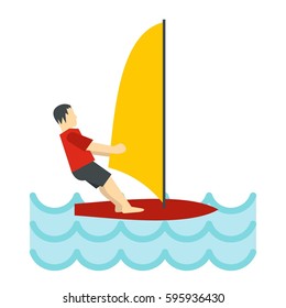 Windsurfing icon in flat style isolated on white background vector illustration