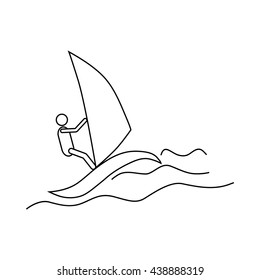 Windsurfing icon, outline style