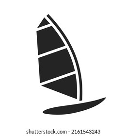 icono del windsurf. símbolo de deportes náuticos, vela y vacaciones en el océano. imagen vectorial aislada en estilo simple