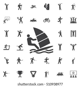 Windsurfing Icon Vector Illustration on the white background. Sport icons universal set for web and mobile