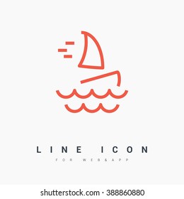 Windsurfing isolated minimal single flat icon. Beach vector icon for websites and mobile minimalistic flat design.