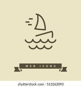 Windsurfing isolated minimal single flat icon. Beach vector icon for websites and mobile minimalistic flat design.